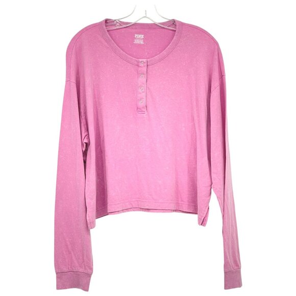 PINK Victoria's Secret Cropped Long Sleeve Henley NWT Sz XL - Picture 8 of 8